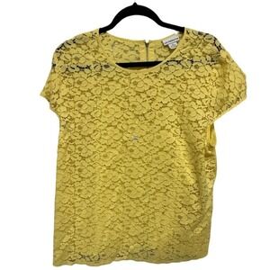 Liz Claiborne Yellow Lace Overlay Shirt Built in Cami Size XL NWT